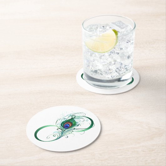 Infiniteitssymbool met Peacockdoether Ronde Kartonnen Onderzetter (Insitu)