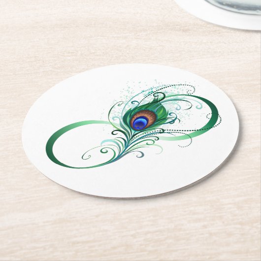 Infiniteitssymbool met Peacockdoether Ronde Kartonnen Onderzetter (Gebogen)