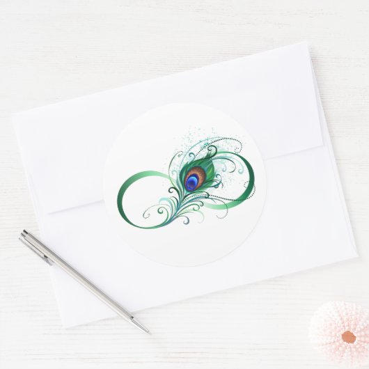 Infiniteitssymbool met Peacockdoether Ronde Sticker (Envelop)