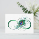 Infiniteitssymbool met Peacockdoether RSVP Kaartje (Staand voorkant)