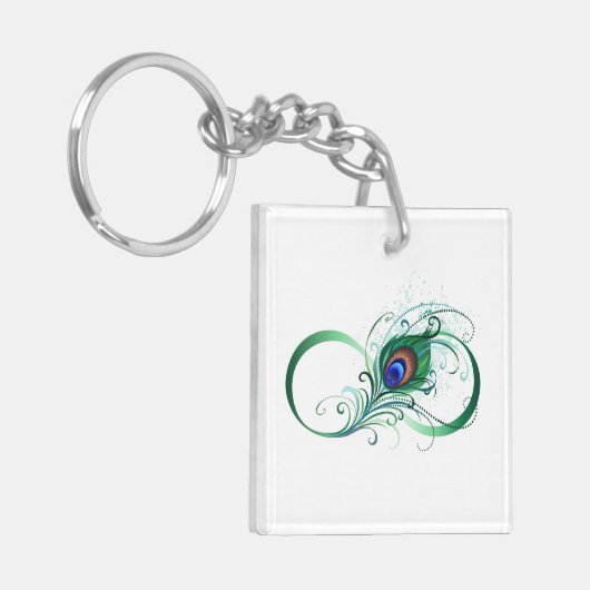 Infiniteitssymbool met Peacockdoether Sleutelhanger (Voorkant Links)