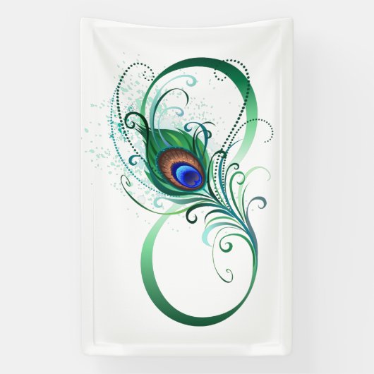 Infiniteitssymbool met Peacockdoether Spandoek (Verticaal)