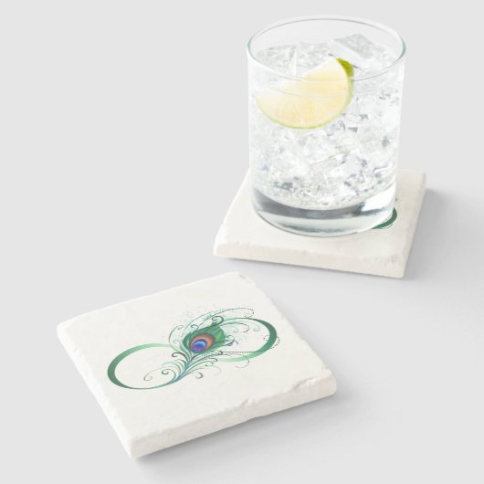 Infiniteitssymbool met Peacockdoether Stenen Onderzetter (Zijkant)