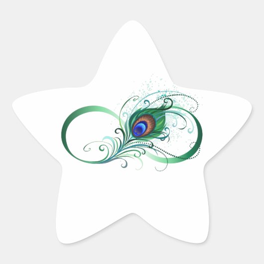 Infiniteitssymbool met Peacockdoether Ster Sticker (Voorkant)