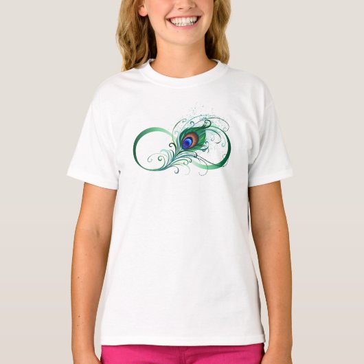 Infiniteitssymbool met Peacockdoether T-shirt (Voorkant)