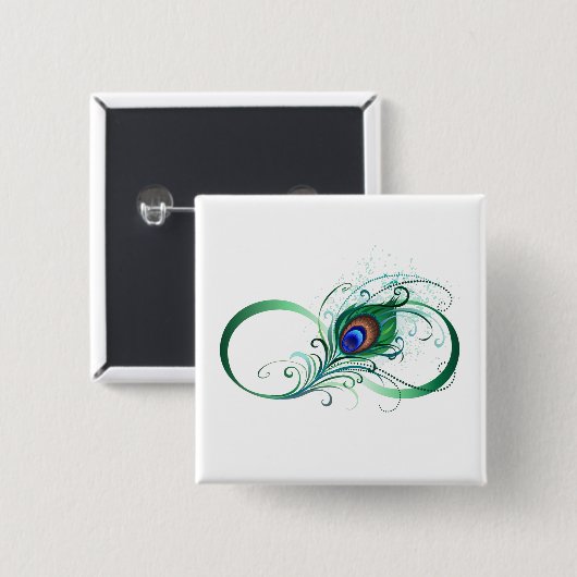 Infiniteitssymbool met Peacockdoether Vierkante Button 5,1 Cm (Voorkant /achterkant)