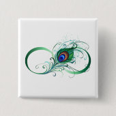 Infiniteitssymbool met Peacockdoether Vierkante Button 5,1 Cm (Voorkant)