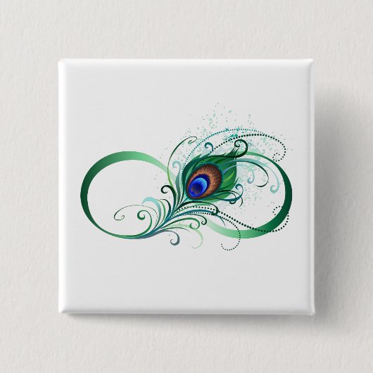 Infiniteitssymbool met Peacockdoether Vierkante Button 5,1 Cm (Voorkant)
