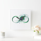 Infiniteitssymbool met Peacockdoether Vierkante Klok (Huis)