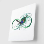 Infiniteitssymbool met Peacockdoether Vierkante Klok (Hoek)