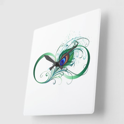 Infiniteitssymbool met Peacockdoether Vierkante Klok (Hoek)