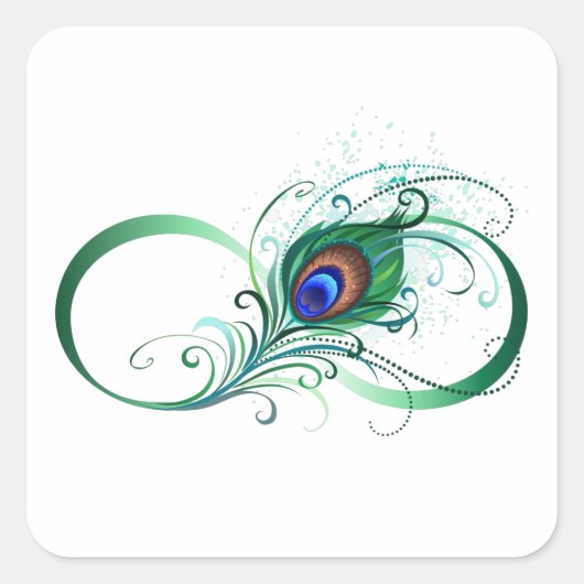 Infiniteitssymbool met Peacockdoether Vierkante Sticker (Voorkant)