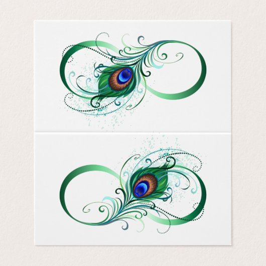 Infiniteitssymbool met Peacockdoether Visitekaartje (Buitenkant ongevouwen)