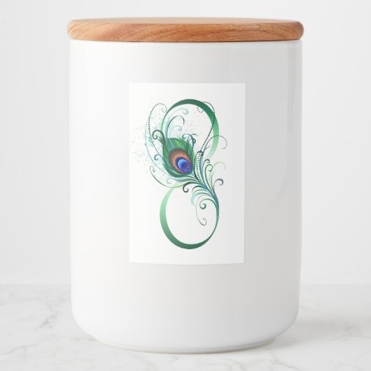 Infiniteitssymbool met Peacockdoether Voedselcontainer Etiket (Voorkant)