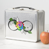 Infiniteitssymbool met regenboogRoos (In situ)