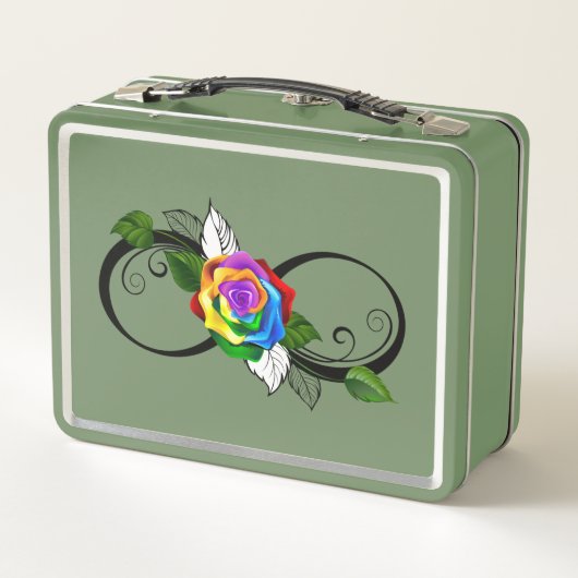 Infiniteitssymbool met regenboogRoos (Achterkant)