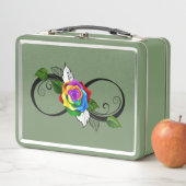 Infiniteitssymbool met regenboogRoos (In situ)