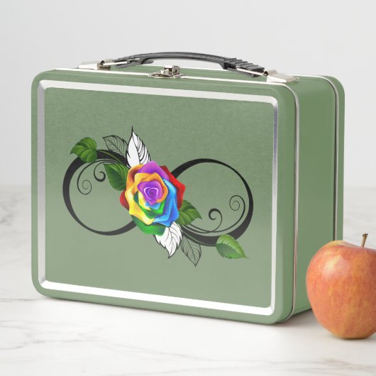 Infiniteitssymbool met regenboogRoos (In situ)