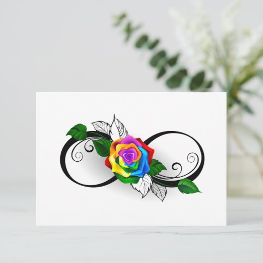 Infiniteitssymbool met regenboogRoos Advieskaart (Staand voorkant)