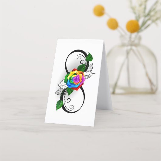 Infiniteitssymbool met regenboogRoos Afsprakenkaart (Voorkant)