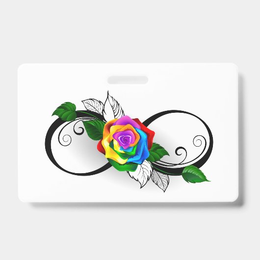 Infiniteitssymbool met regenboogRoos Badge (Voorzijde)