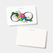 Infiniteitssymbool met regenboogRoos Badge (Voor- en achterkant)
