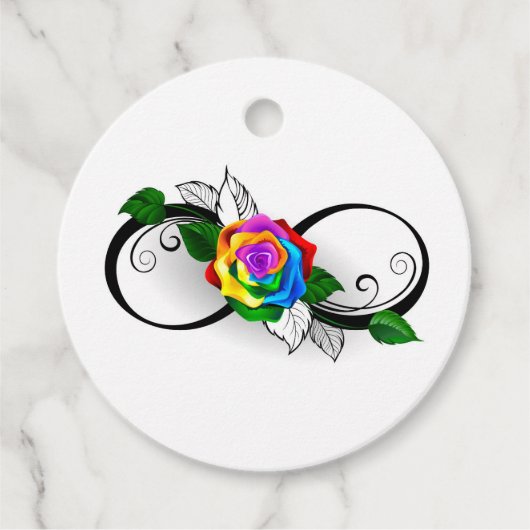 Infiniteitssymbool met regenboogRoos Bedankjes Labels (Voorkant)