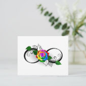 Infiniteitssymbool met regenboogRoos Bedankkaart (Staand voorkant)