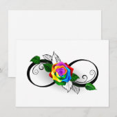 Infiniteitssymbool met regenboogRoos Bedankkaart (Voorkant / Achterkant)