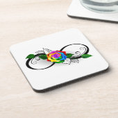 Infiniteitssymbool met regenboogRoos Bier Onderzetter (Linkerzijde)