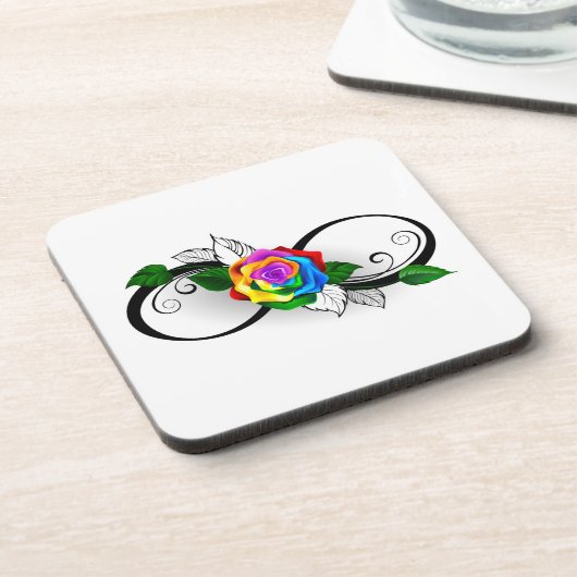 Infiniteitssymbool met regenboogRoos Bier Onderzetter (Linkerzijde)