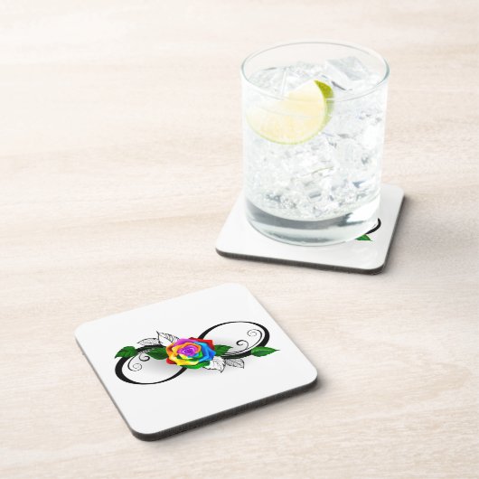 Infiniteitssymbool met regenboogRoos Bier Onderzetter (Rechterzijde)