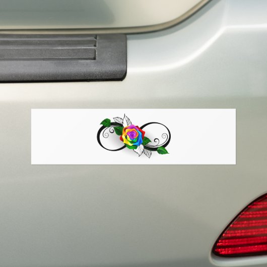 Infiniteitssymbool met regenboogRoos Bumpersticker (Op auto)