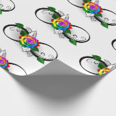 Infiniteitssymbool met regenboogRoos Cadeaupapier (Hoek)