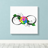 Infiniteitssymbool met regenboogRoos Canvas Afdruk (Insitu (Houten vloer))