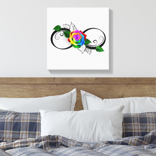 Infiniteitssymbool met regenboogRoos Canvas Afdruk (Insitu (Slaapkamer))