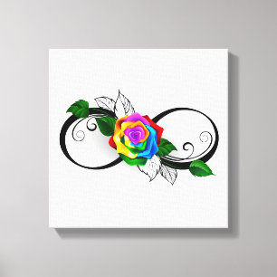 Infiniteitssymbool met regenboogRoos Canvas Afdruk