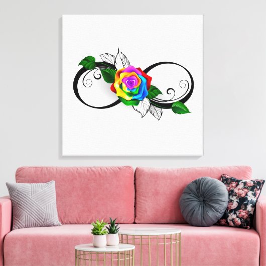 Infiniteitssymbool met regenboogRoos Canvas Afdruk (Insitu (Woonkamer))