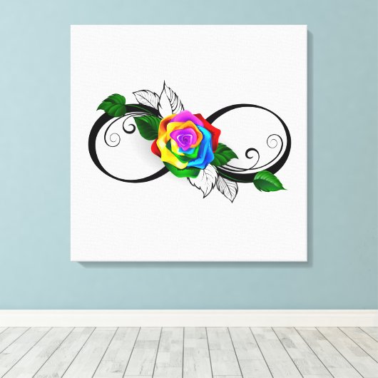Infiniteitssymbool met regenboogRoos Canvas Afdruk (Insitu (Houten vloer))