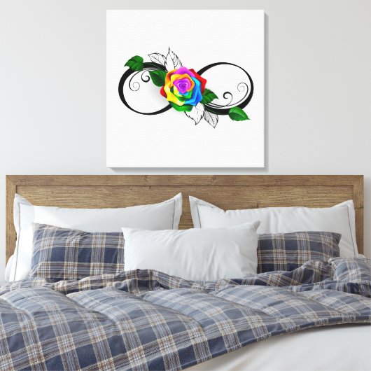 Infiniteitssymbool met regenboogRoos Canvas Afdruk (Insitu (Slaapkamer))