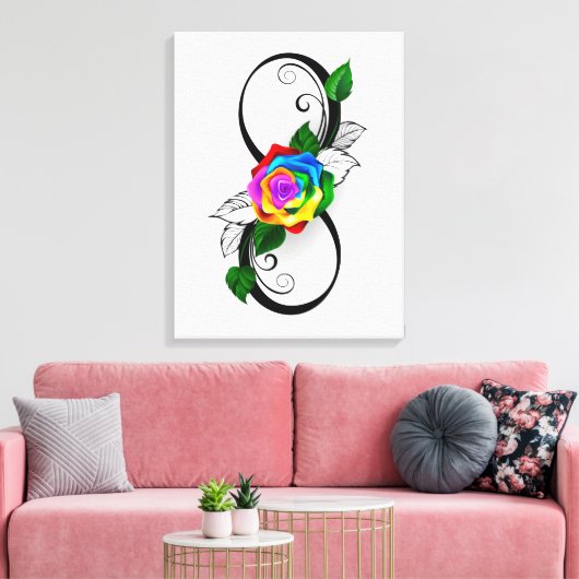 Infiniteitssymbool met regenboogRoos Canvas Afdruk (Insitu (Woonkamer))