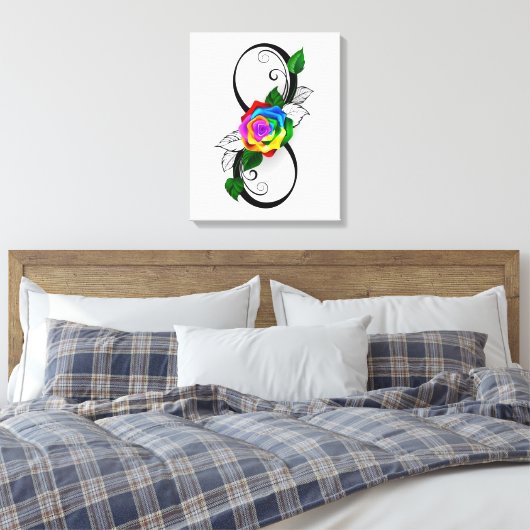 Infiniteitssymbool met regenboogRoos Canvas Afdruk (Insitu (Slaapkamer))