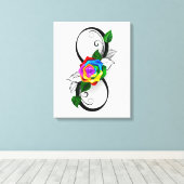 Infiniteitssymbool met regenboogRoos Canvas Afdruk (Insitu (Houten vloer))