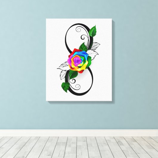 Infiniteitssymbool met regenboogRoos Canvas Afdruk (Insitu (Houten vloer))