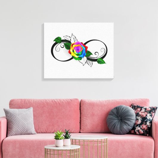 Infiniteitssymbool met regenboogRoos Canvas Afdruk (Insitu (Woonkamer))