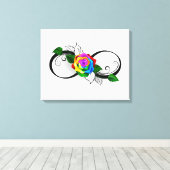 Infiniteitssymbool met regenboogRoos Canvas Afdruk (Insitu (Houten vloer))