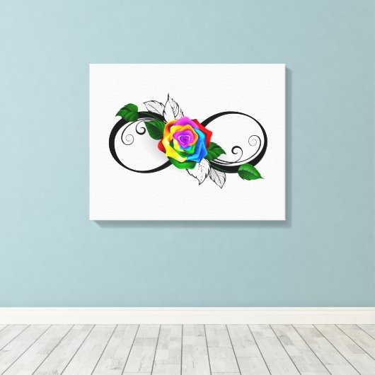 Infiniteitssymbool met regenboogRoos Canvas Afdruk (Insitu (Houten vloer))