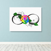 Infiniteitssymbool met regenboogRoos Canvas Afdruk (Insitu (Houten vloer))