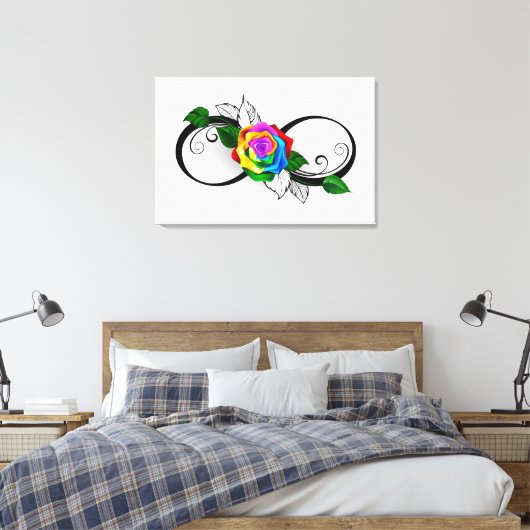 Infiniteitssymbool met regenboogRoos Canvas Afdruk (Insitu (Slaapkamer))