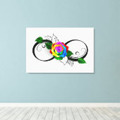 Infiniteitssymbool met regenboogRoos Canvas Afdruk (Insitu (Houten vloer))